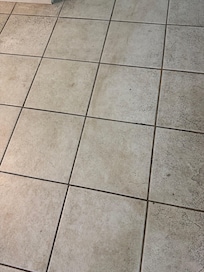 This is just some of the dirt in the floor. The bathrooms was off. I would not go without shoes on my feet in this room at all.