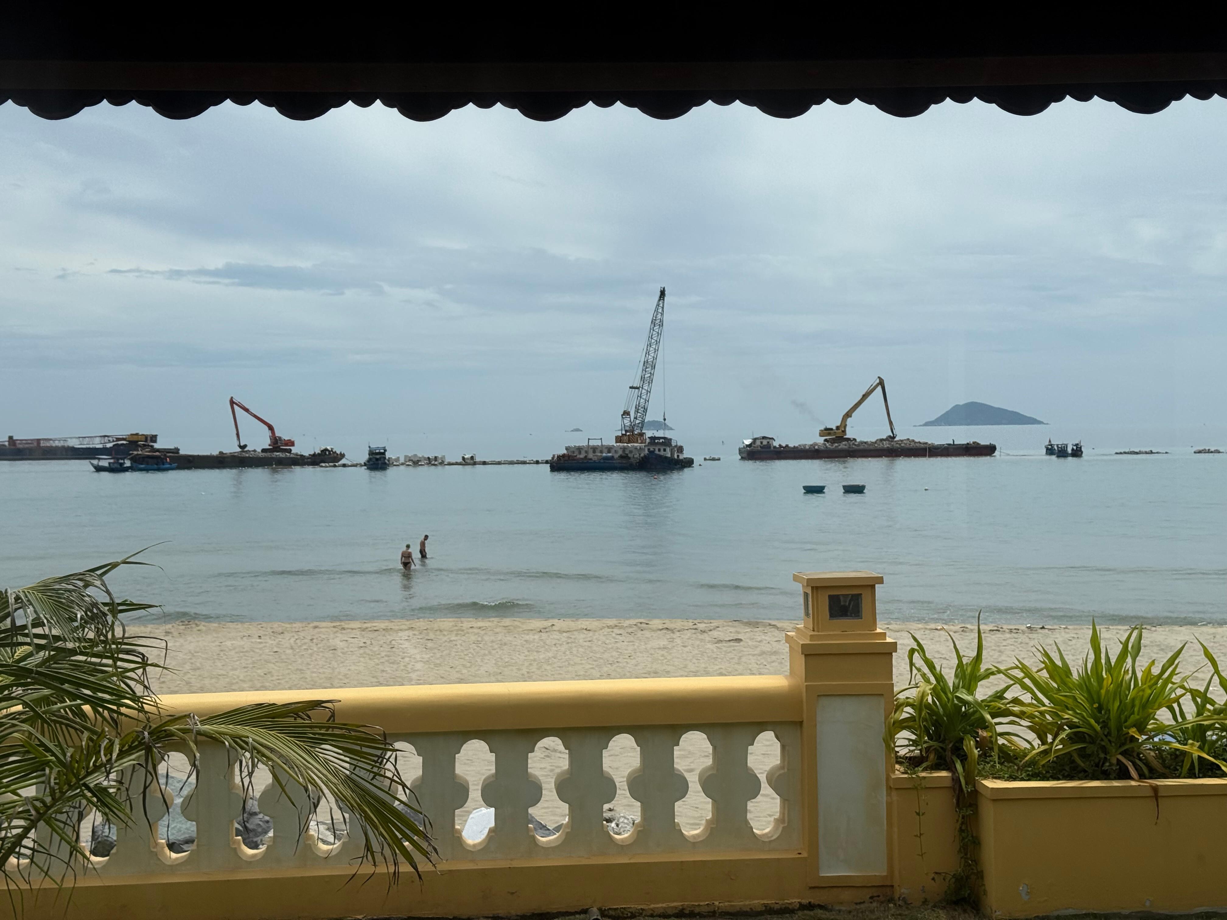 Heavy construction work destroying the seaview and disturbing sleep. 