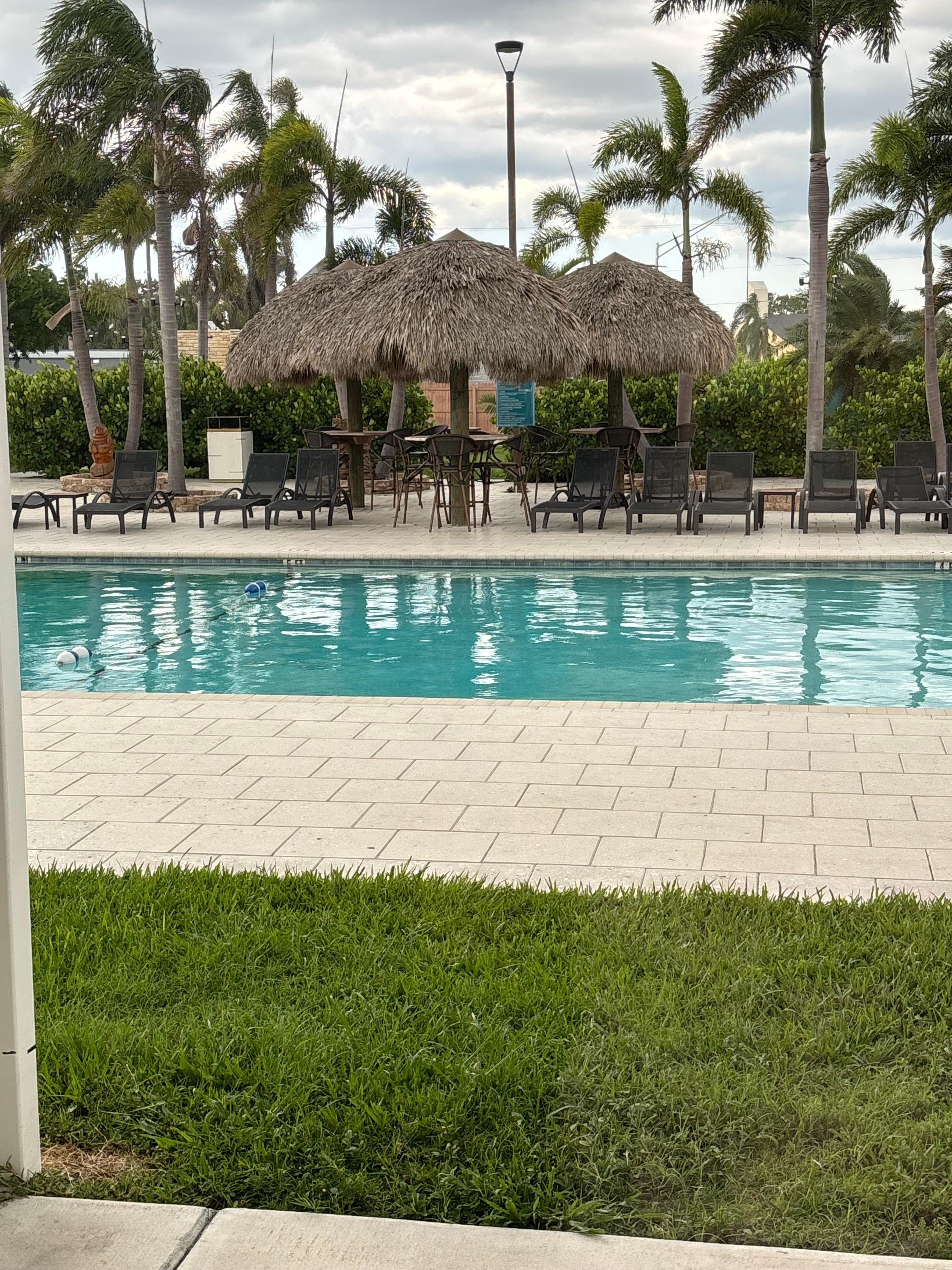 Pool view from room.