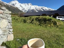 Morning coffee on back patio of accommodation