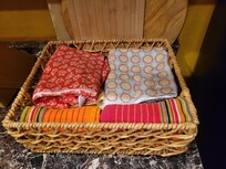 Loved all the bright colorful kitchen cloths