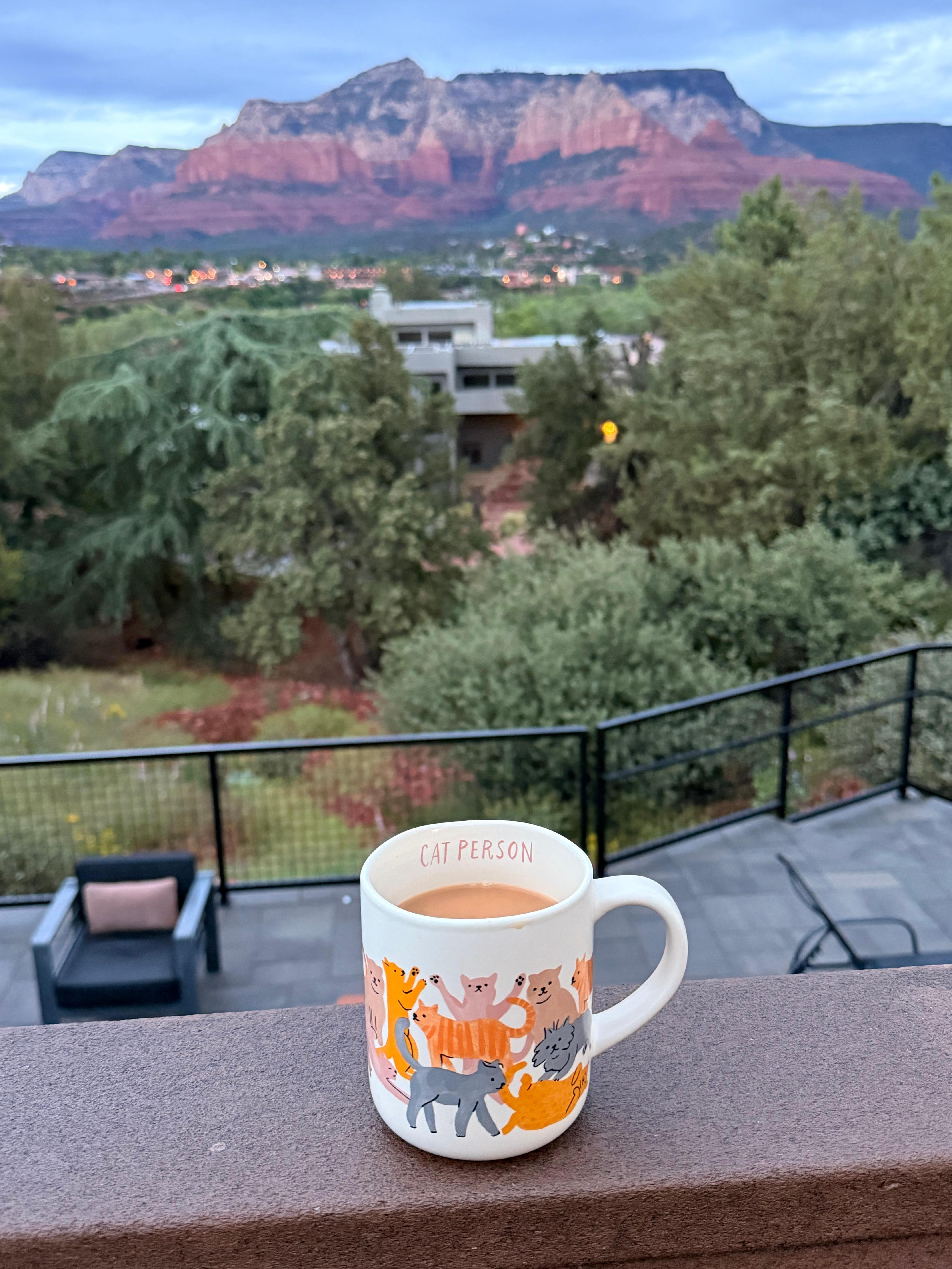 Morning coffee with the amazing view from the deck.