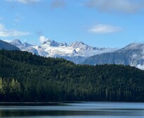 View across Altaussee to the Dachstein Mountains