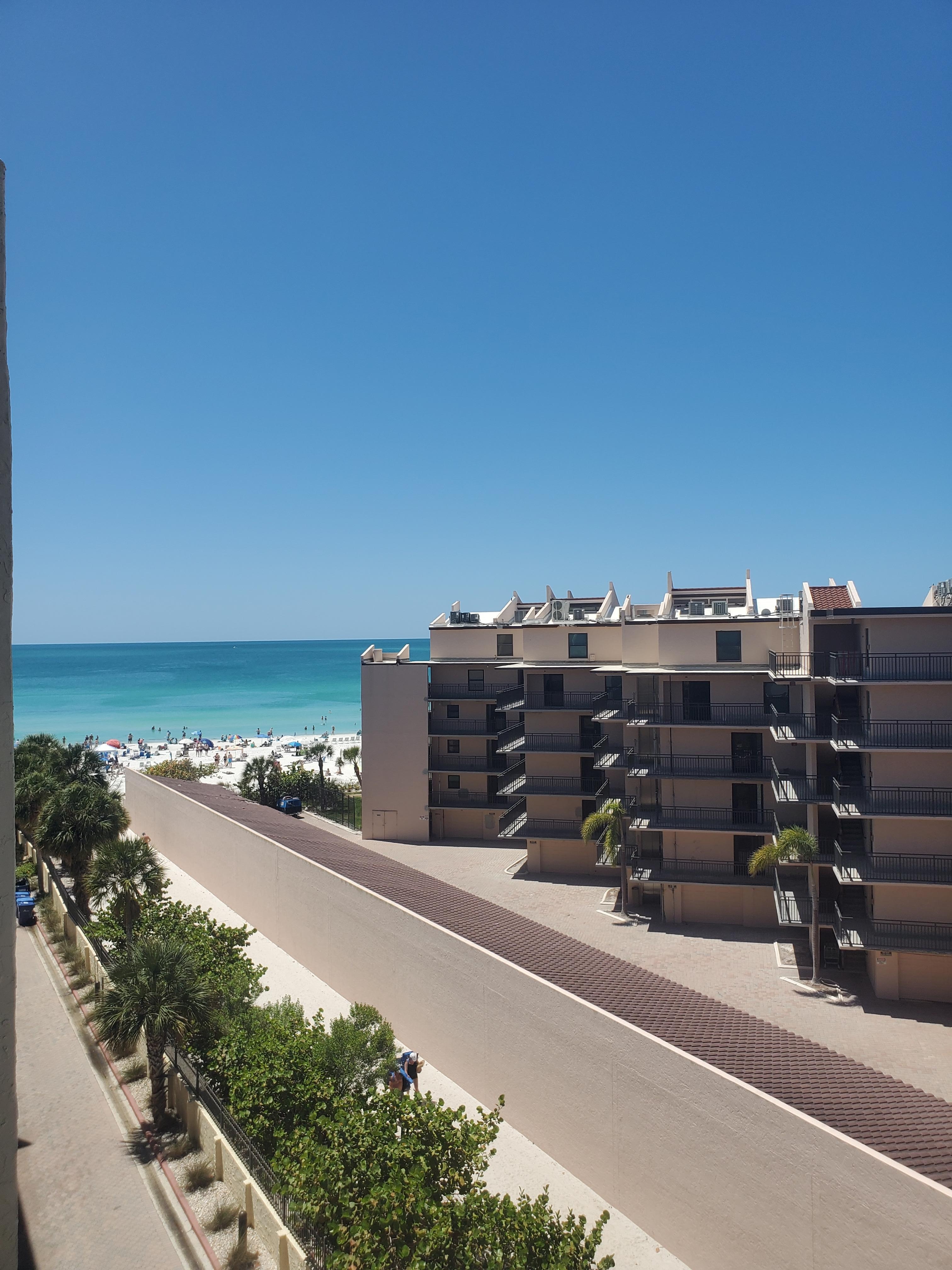 Looking to the beach from the balcony