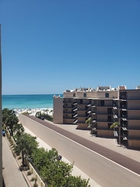 Looking to the beach from the balcony