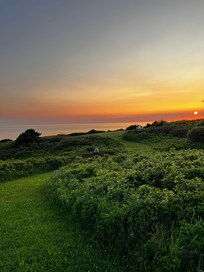 Sunset walk towards the water
