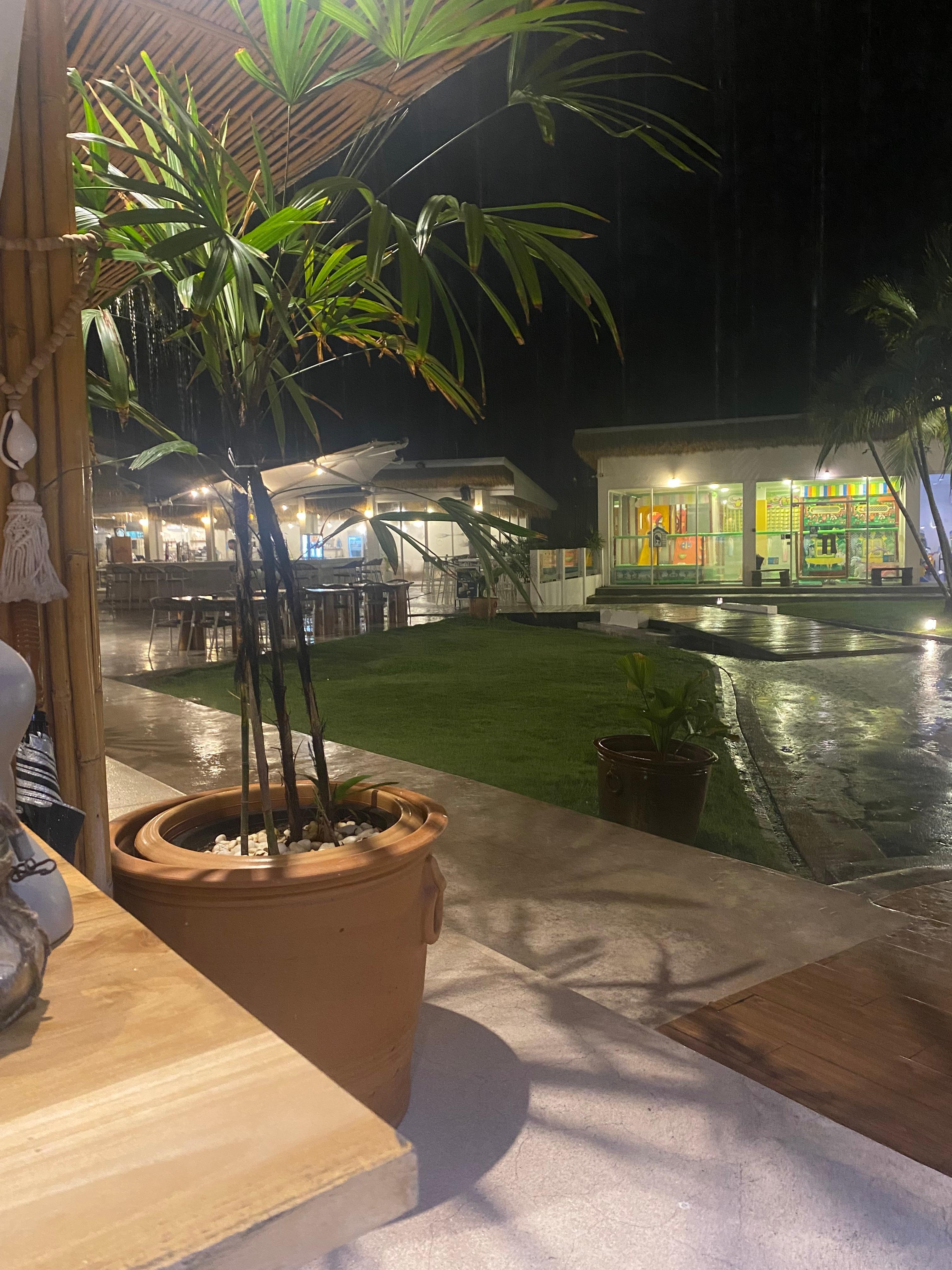 In the hotel restaurant unfortunately we had rain most nights!