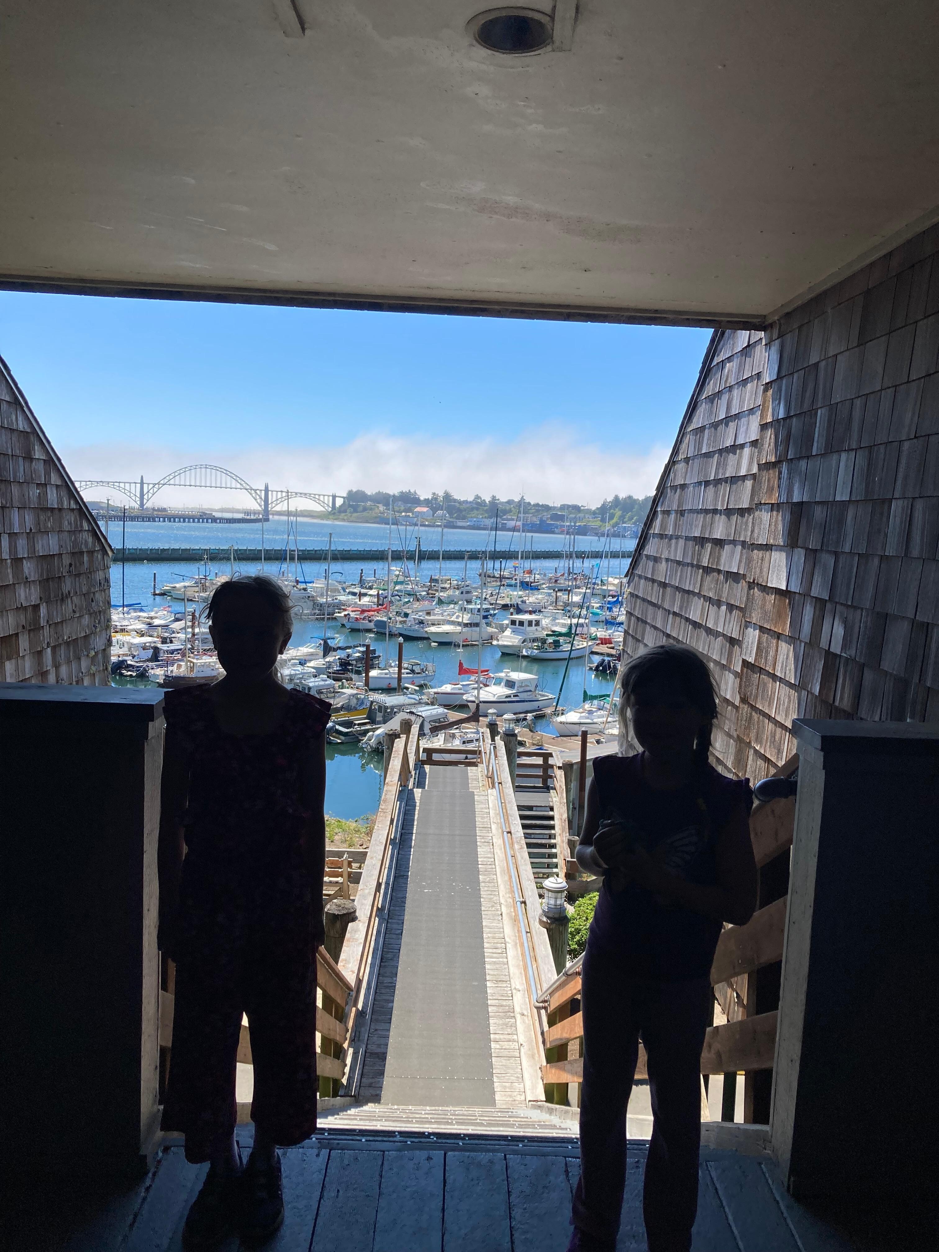 Walking from out building down to pier 