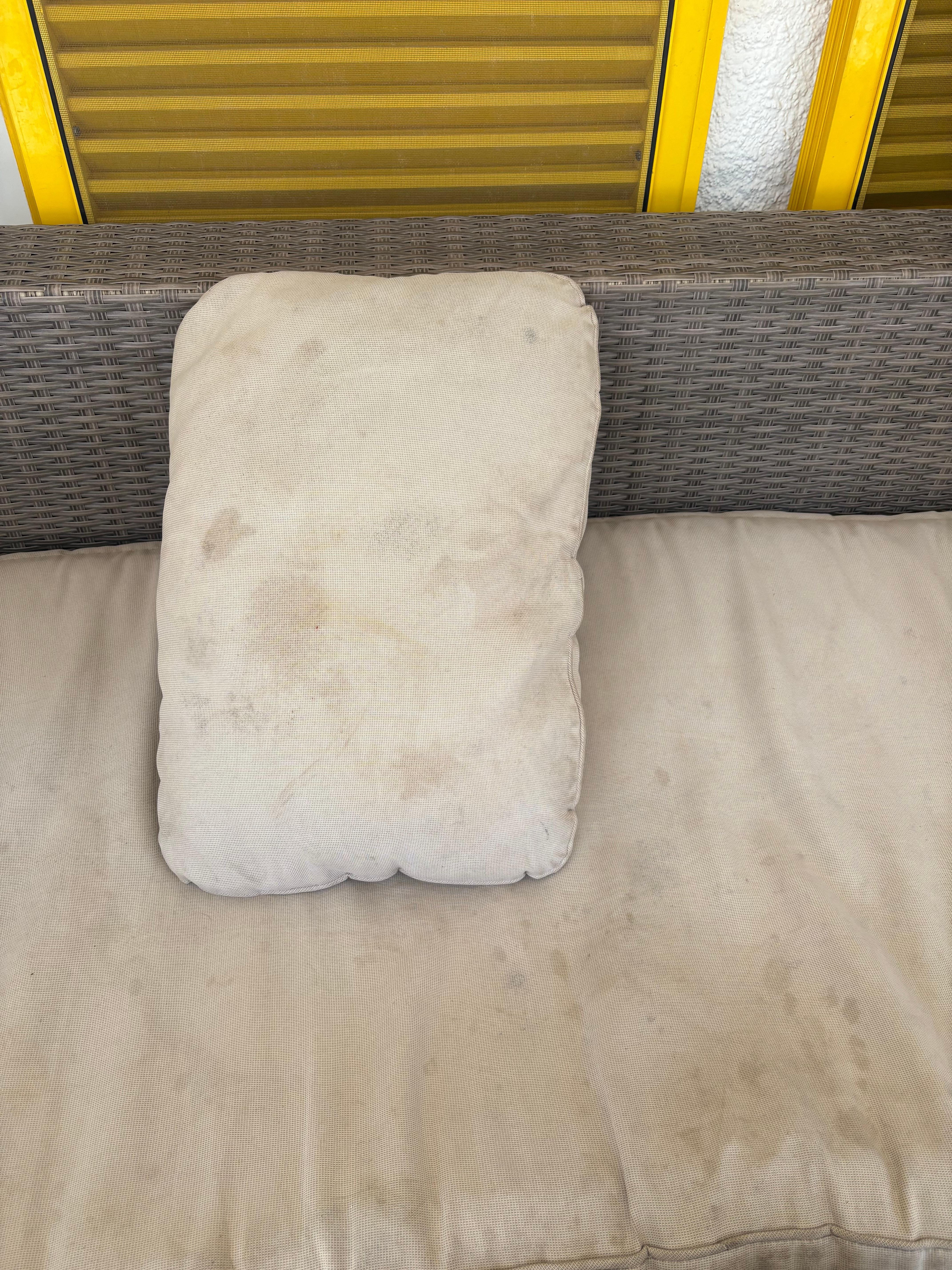 soiled patio couch