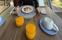 Fresh fruit and juices.