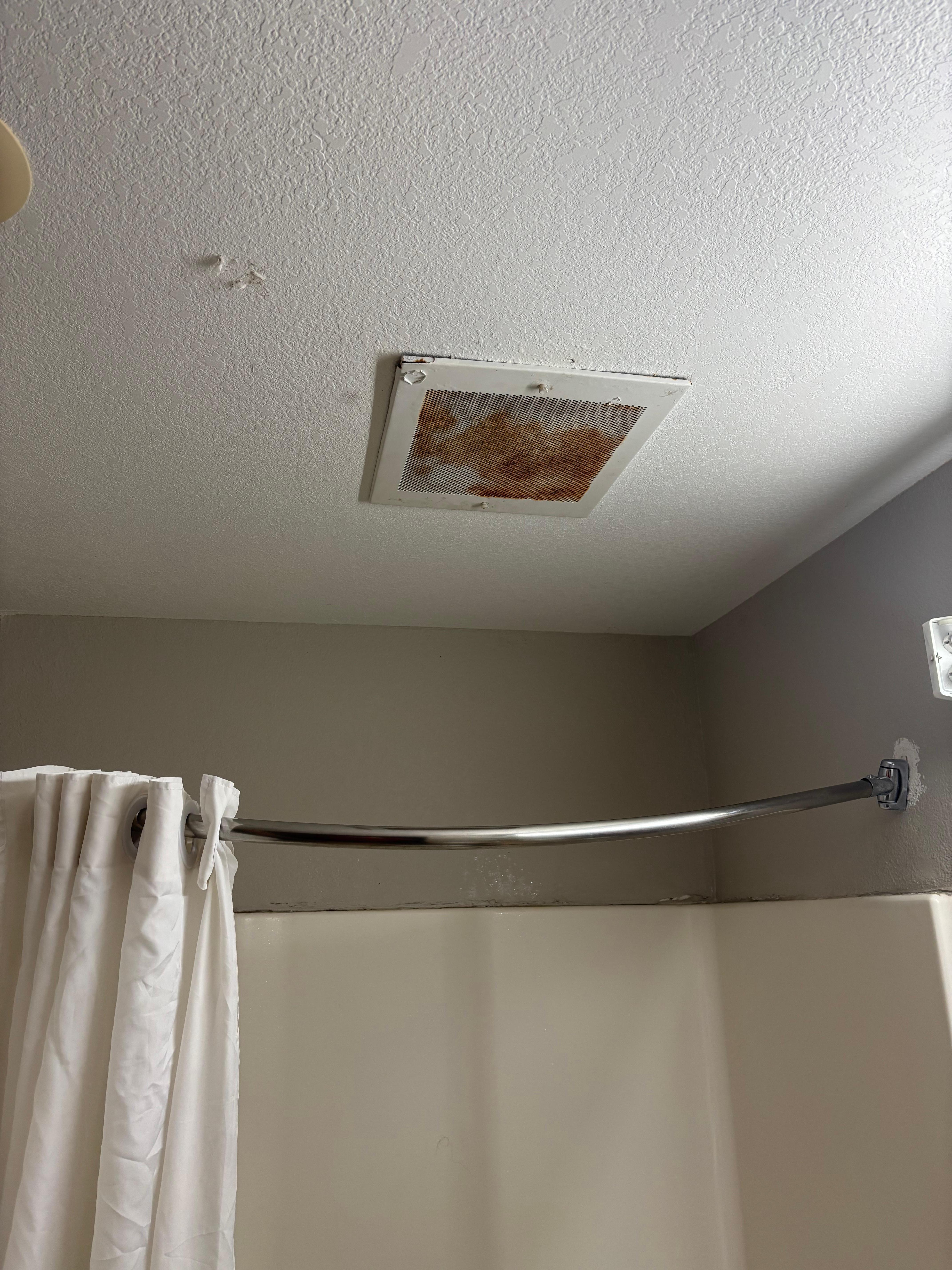 Metal grate rusted, mold on ceiling