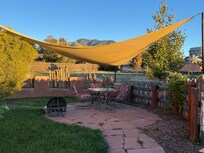 A welcoming fire pit area Out front