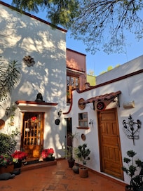 The entrance was across the street of our spacious room