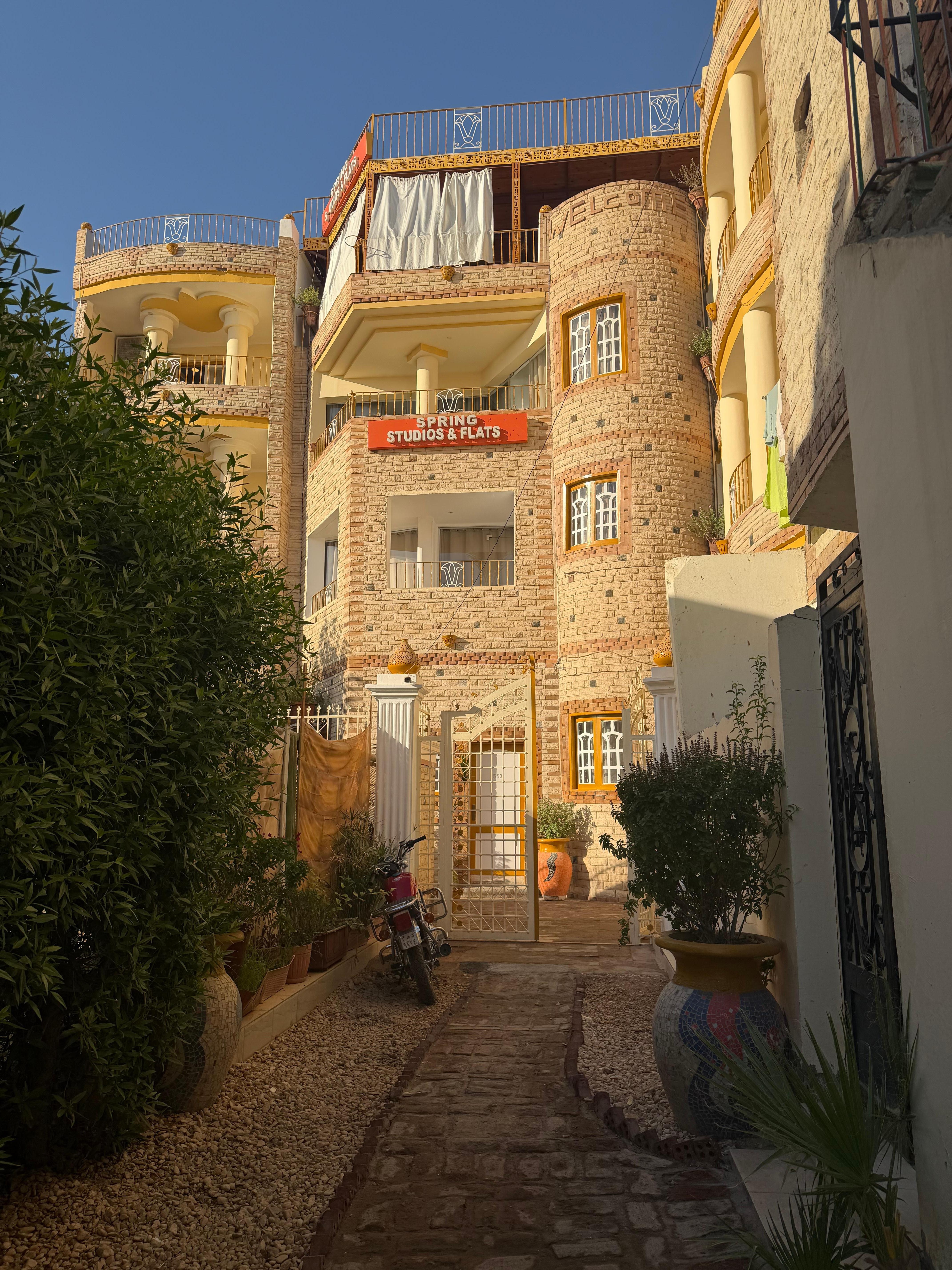 The view of the hotel from the small market/store.