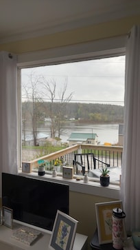 The living room window overlooks the water!
