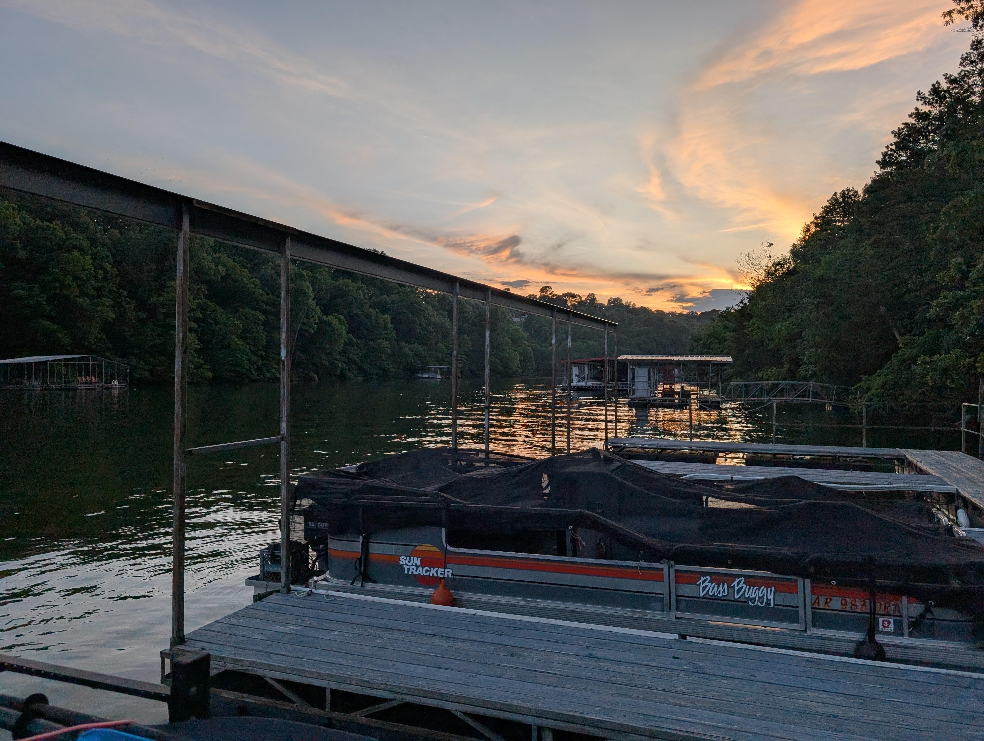 View from the dock at sunset.