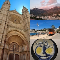 Port view, tram is a must, free Picasso exhibition in Soller train station and Soller cathedral