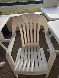 Dirty chairs outside patio