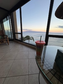 View in the morning sitting on the sofa