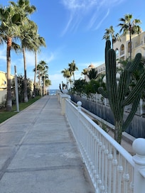 Pathway through Riu Hotel to beach.