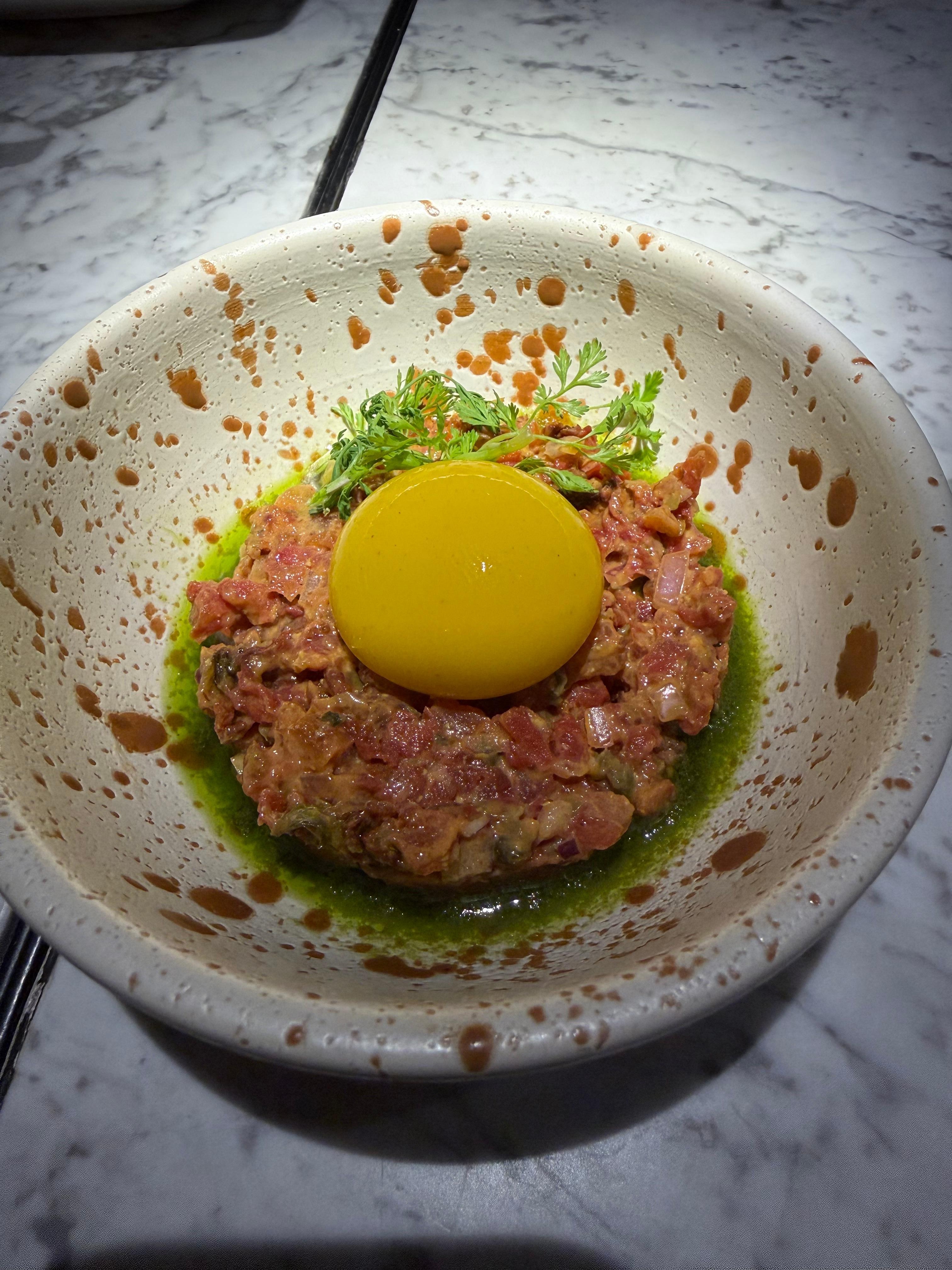 Vegan TarTar egg yolk