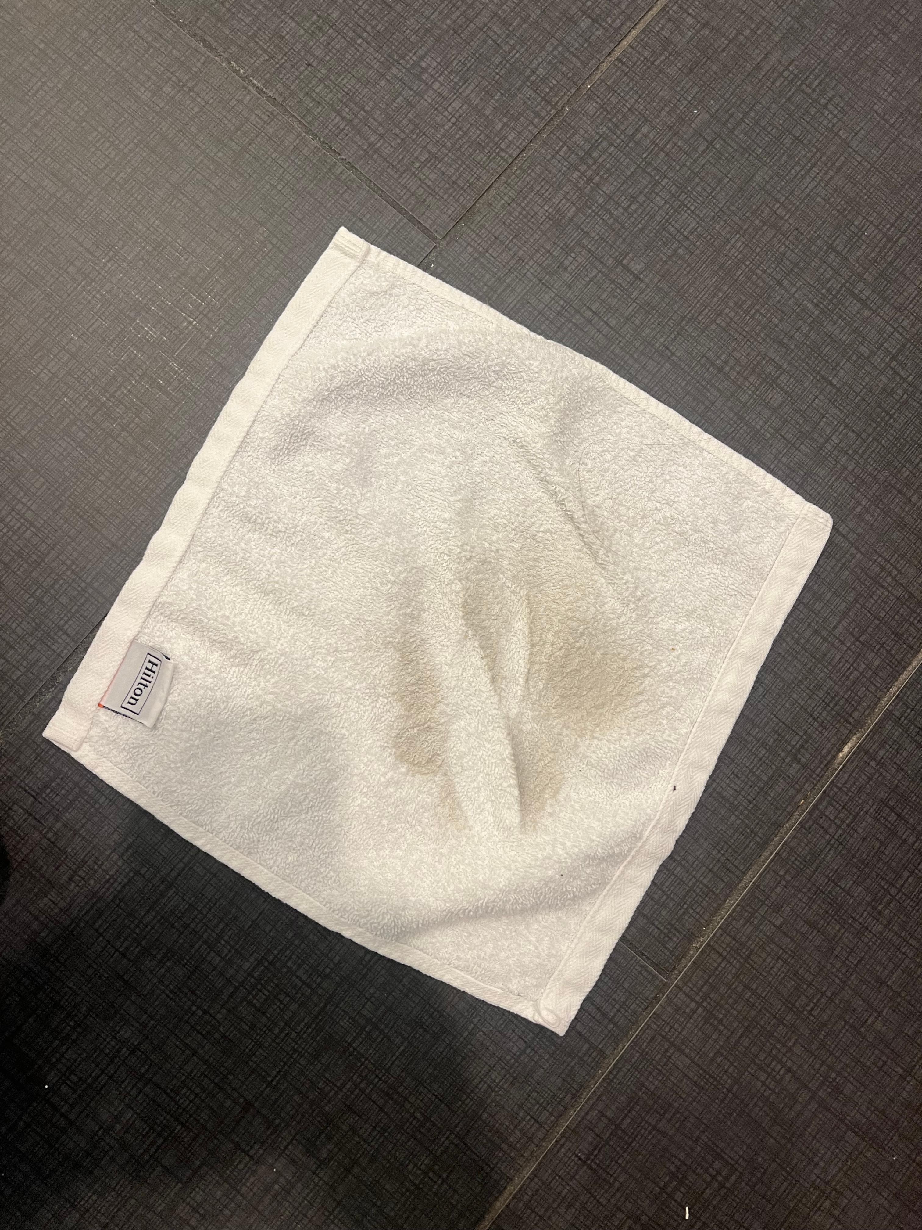 After wiping water from the bathroom floor.