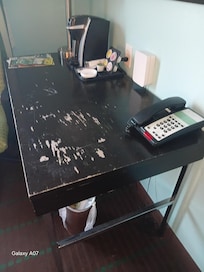 Badly scratched up desk