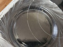 Dish with food particles upon arrival