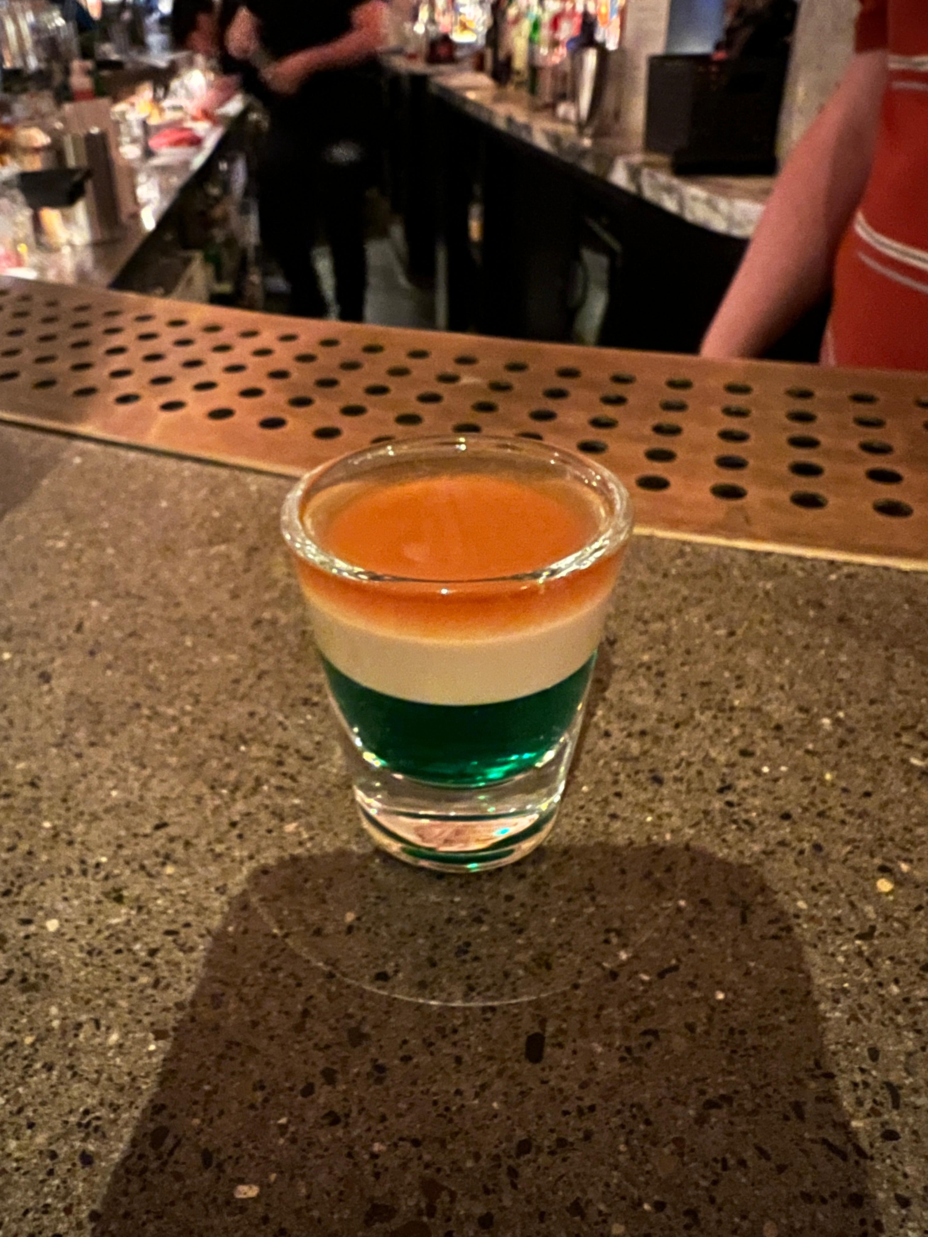 The Irish Flag shot Wayne the bar manager pours from us. (It was delicious!)