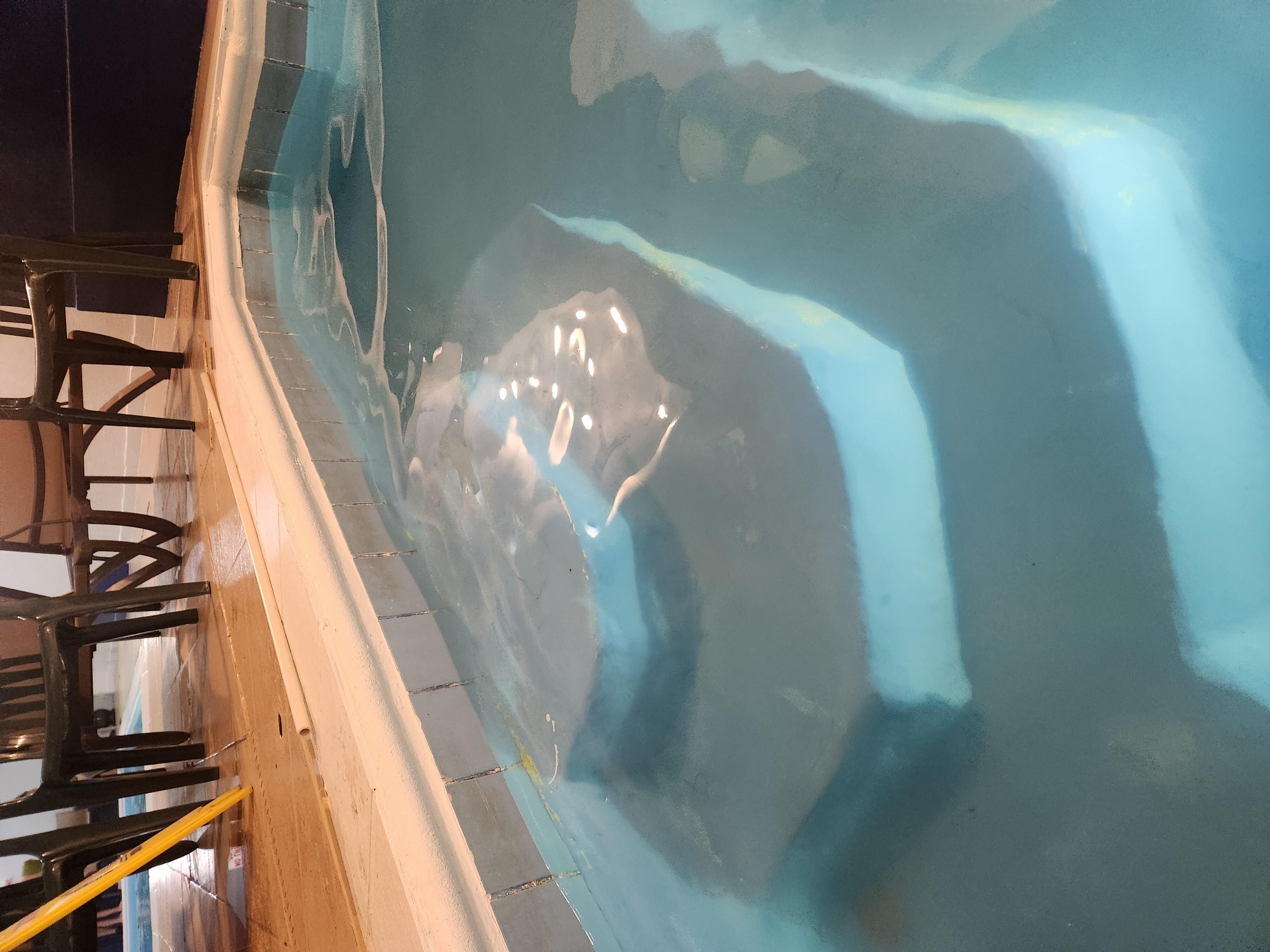 Hot tub, was only warm. No grab bars to help get in or out.