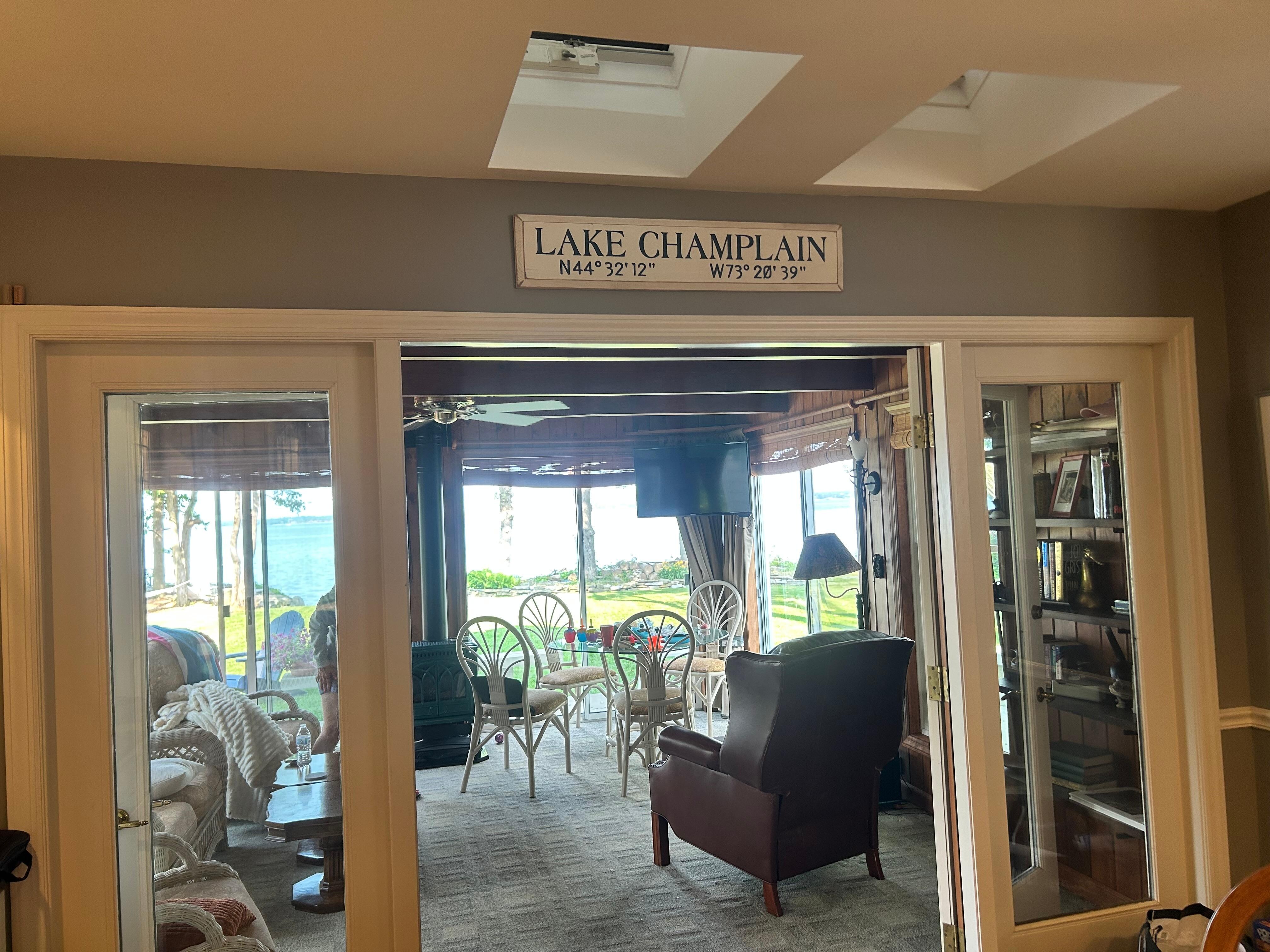 View from kitchen through the sunroom.