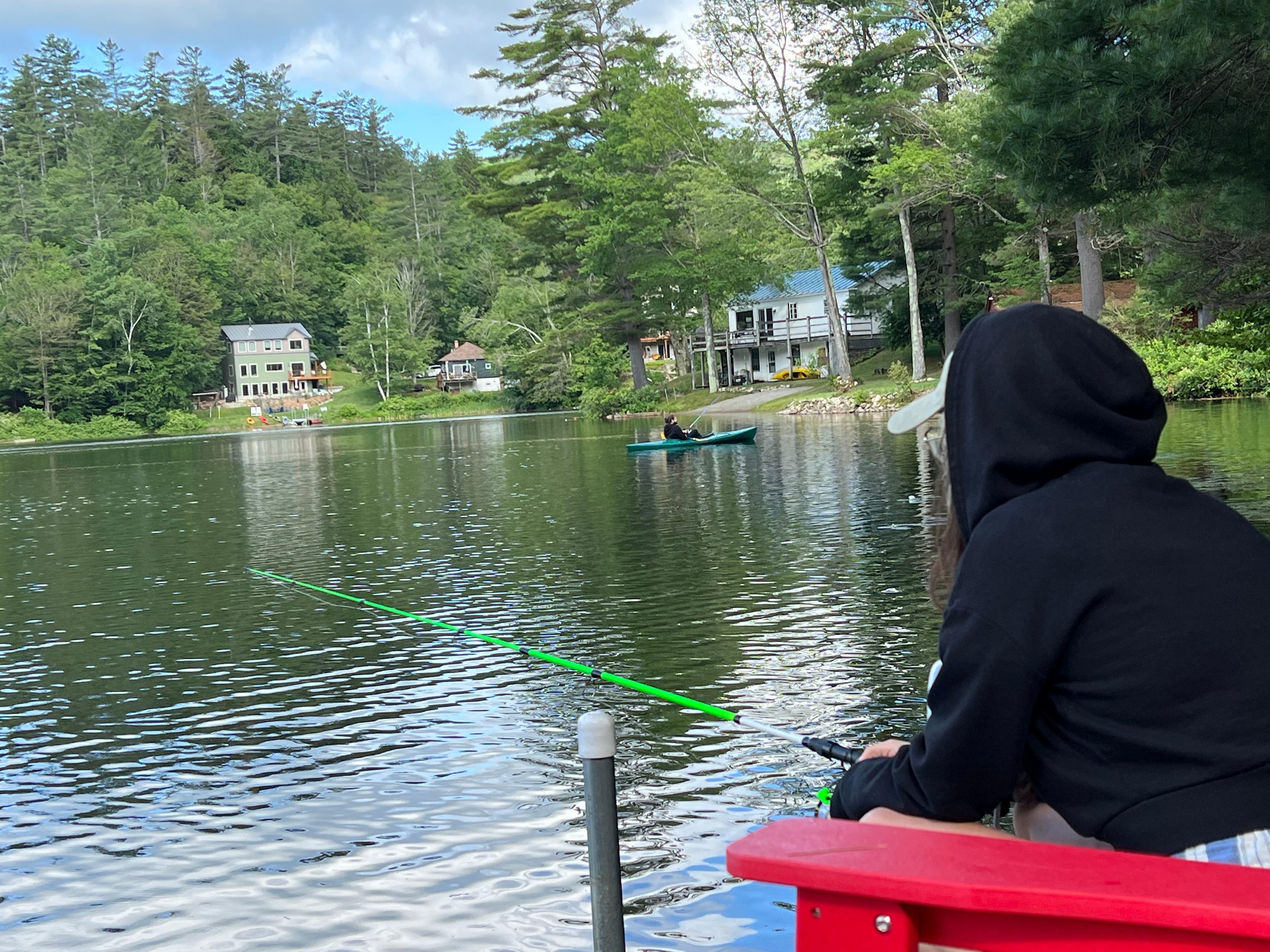 Fishing from the dock and from the Kayak.
