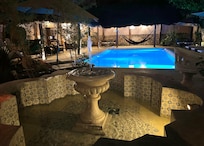 Pool area at night