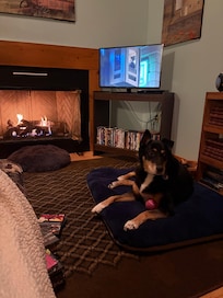 Relaxing by the fire