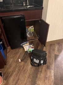 Left in room from previous guests. Took hours for staff to come and remove. Did not clean when they did.