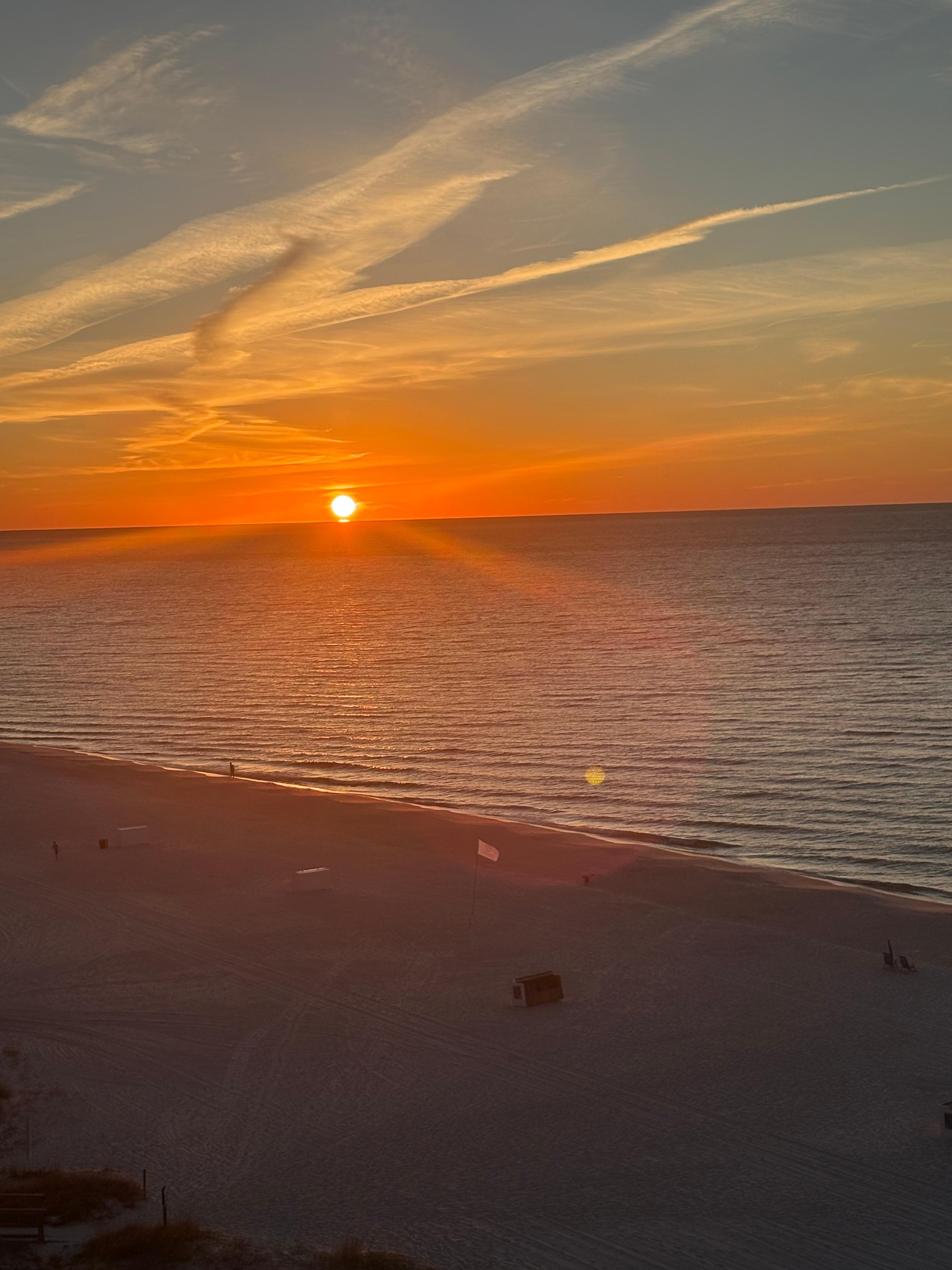 Sunrise from the balcony. Unable to see sunset