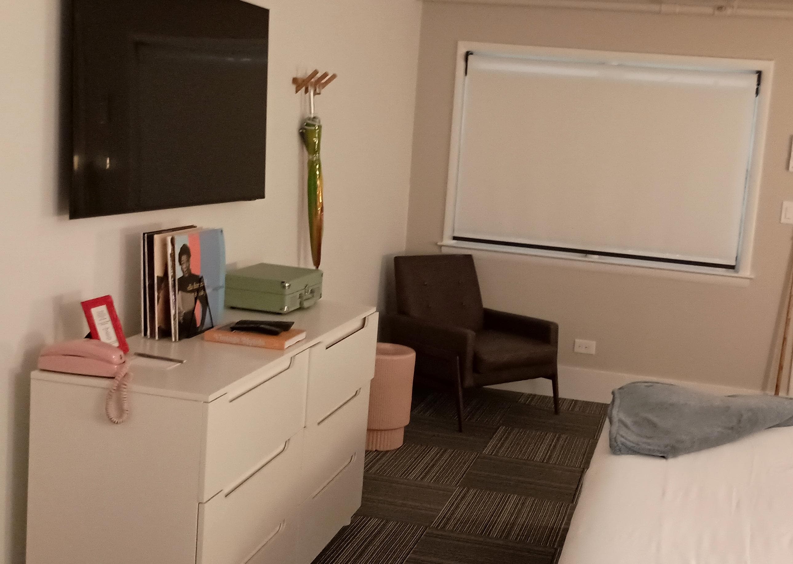 Large smart TV, cool functional decor 
