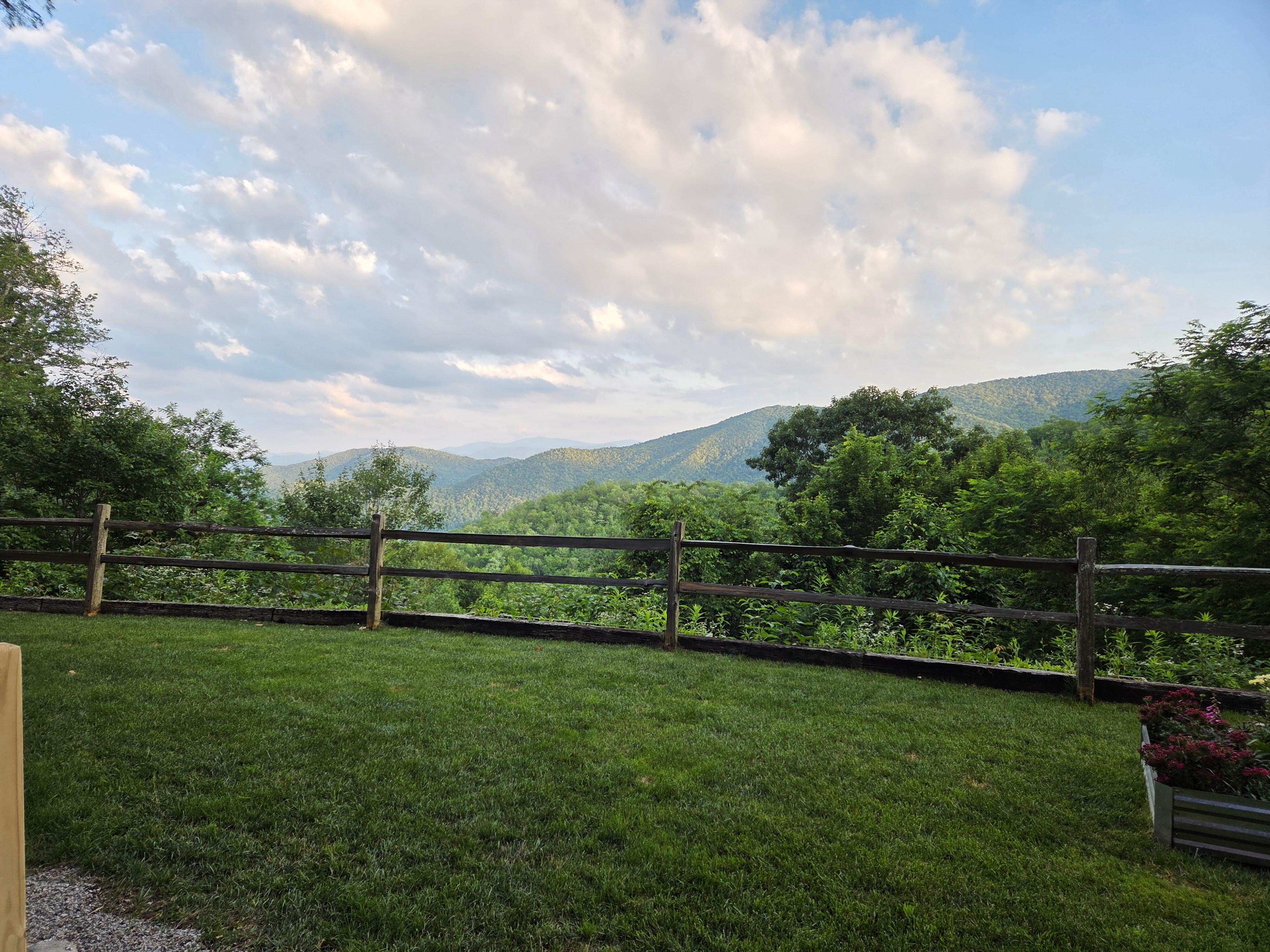View of the mountains from the porch. 