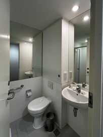 Bathroom with a large cabinet space