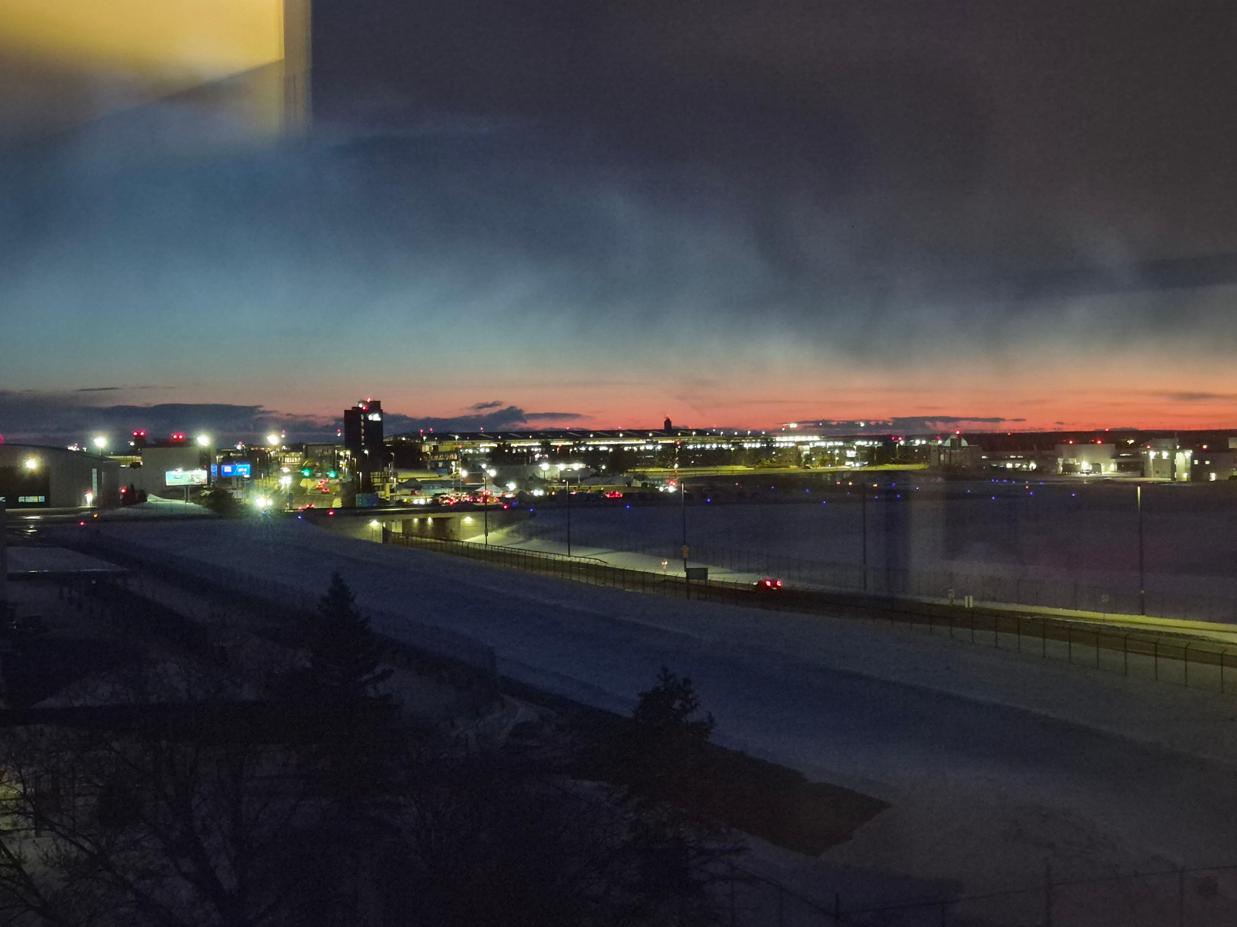 View of sunset from our room