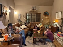 Playing games in the living room.