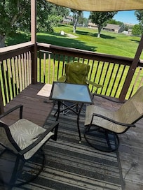 Patio with broken chair