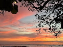 Sunset in front of the apartment