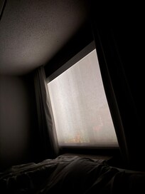 Room 303. There are no actual light blocking curtains. This photo is from 12:26am.