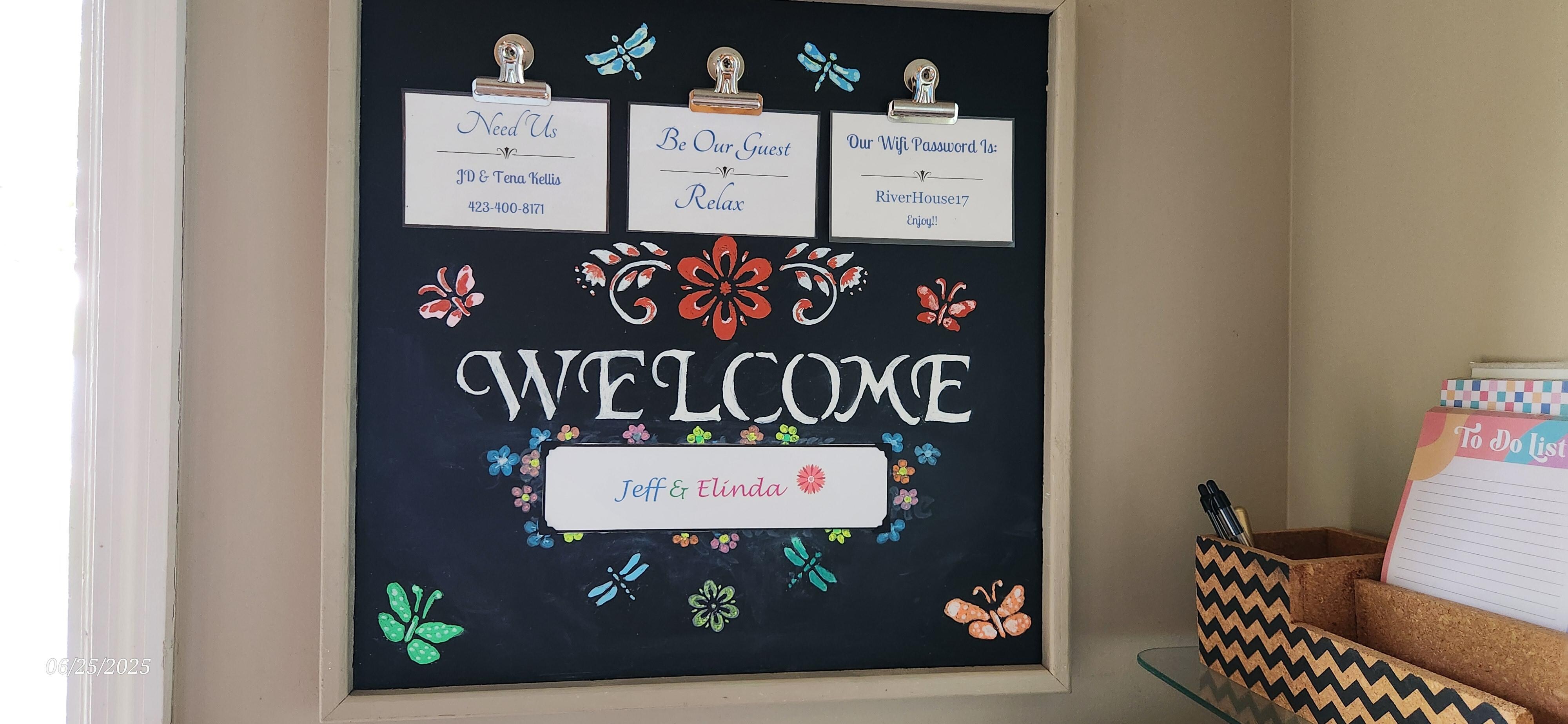 Welcome board