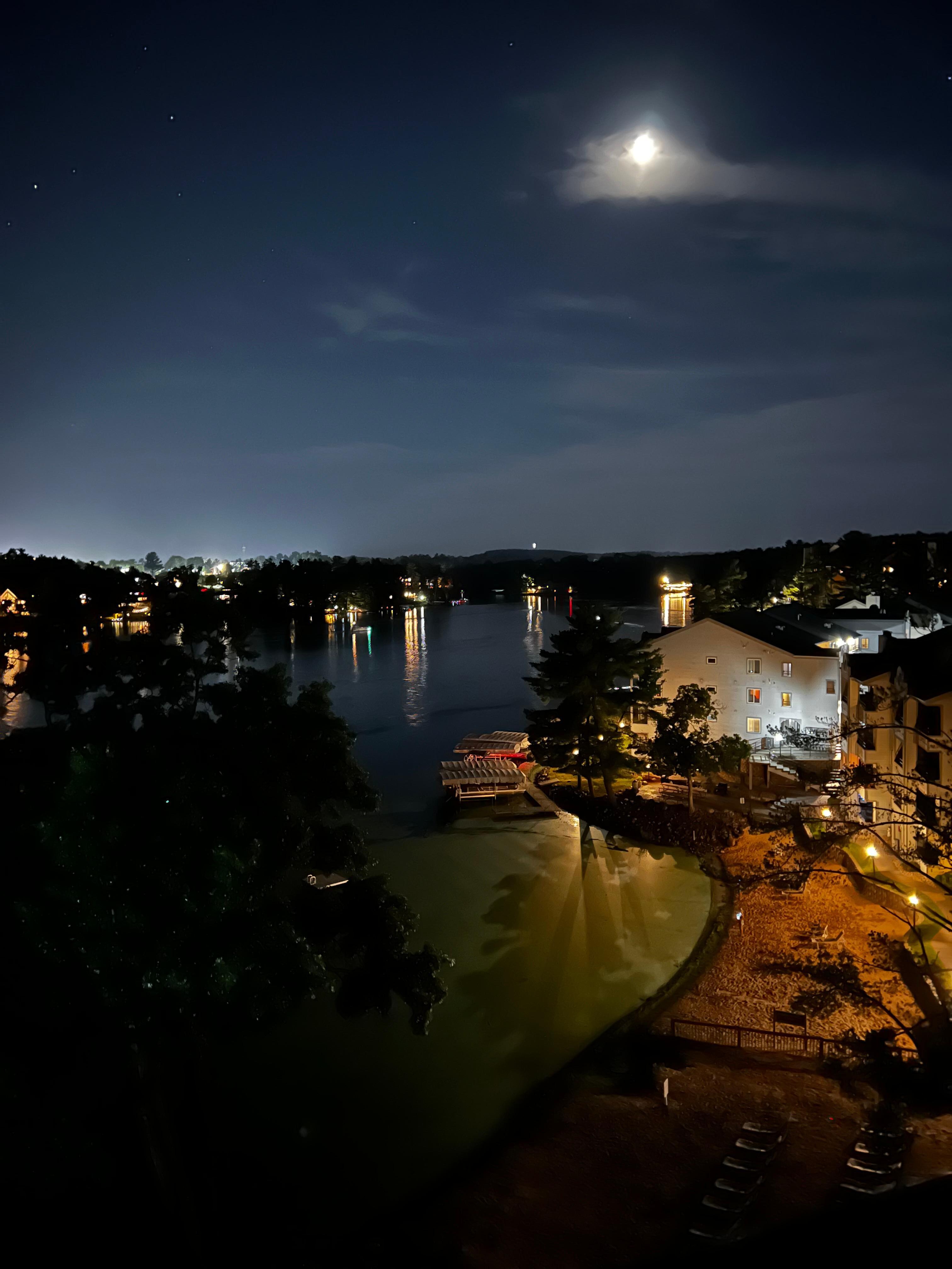 The view from the deck at night 