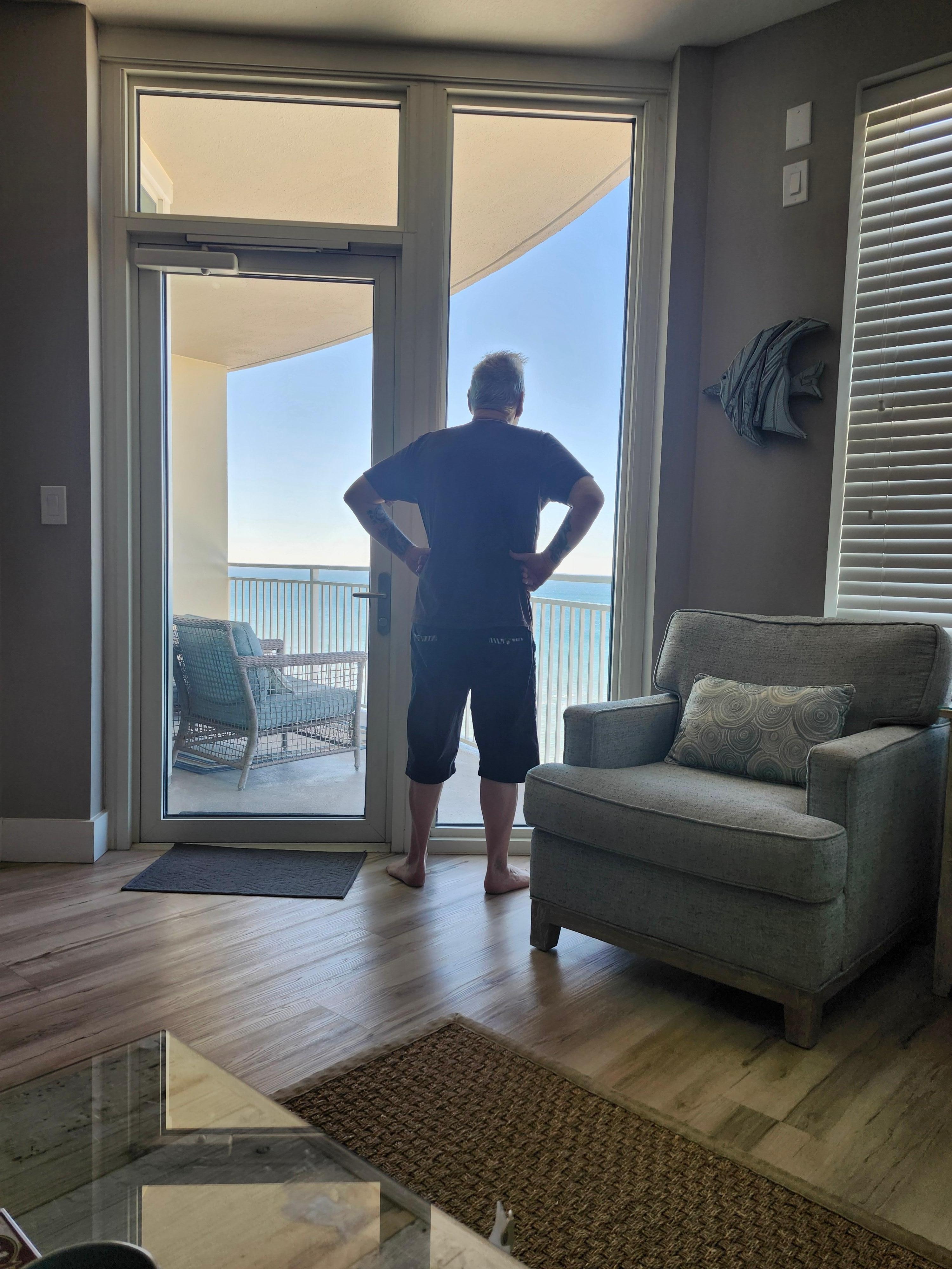 Looking out at the view!