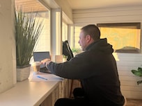 Great place to catch up on emails while you enjoy coffee and a great view