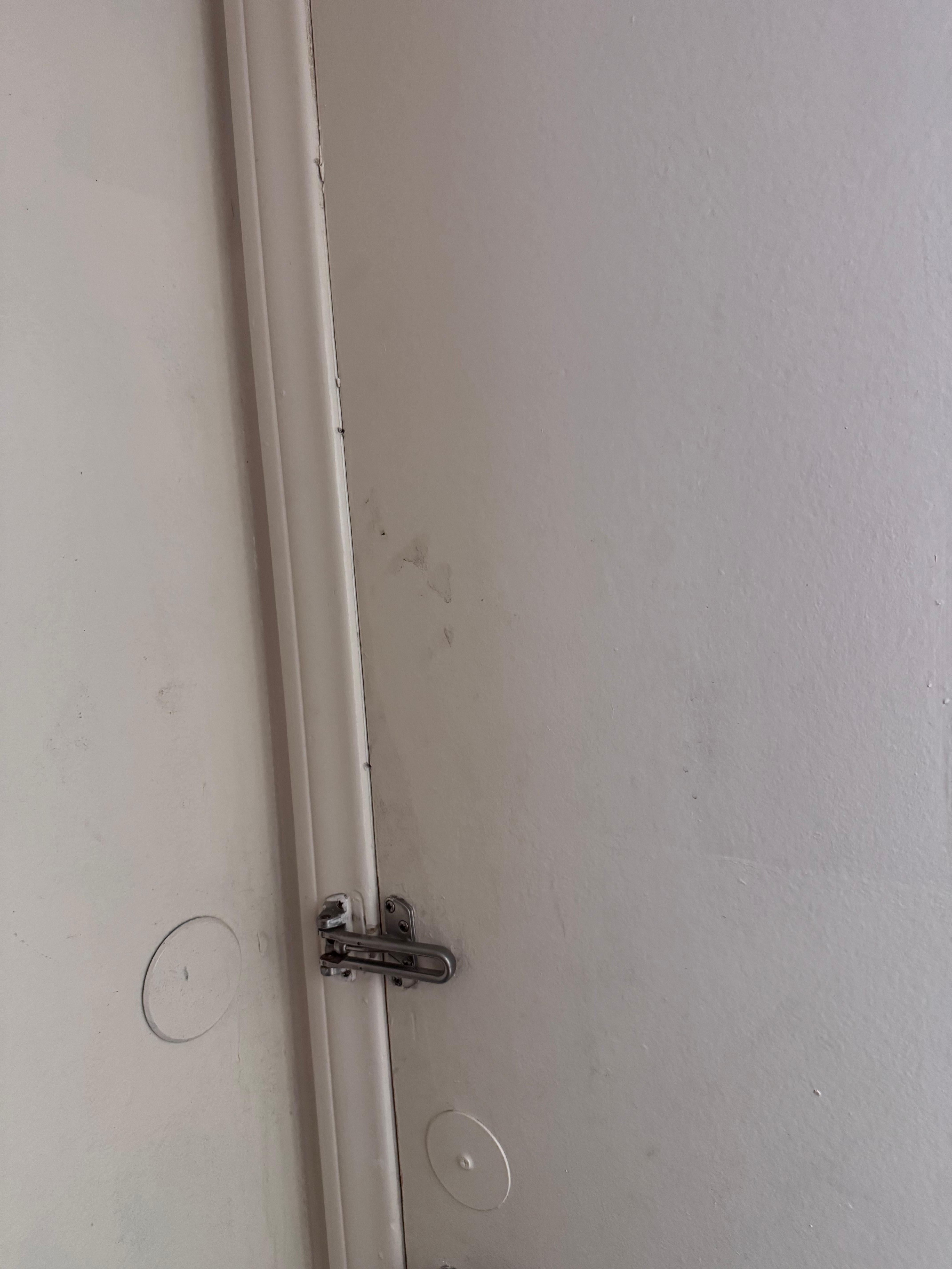 Dirty handprints on door
Door handle will be stuck in open position so when you leave the door wouldn’t lock behind you