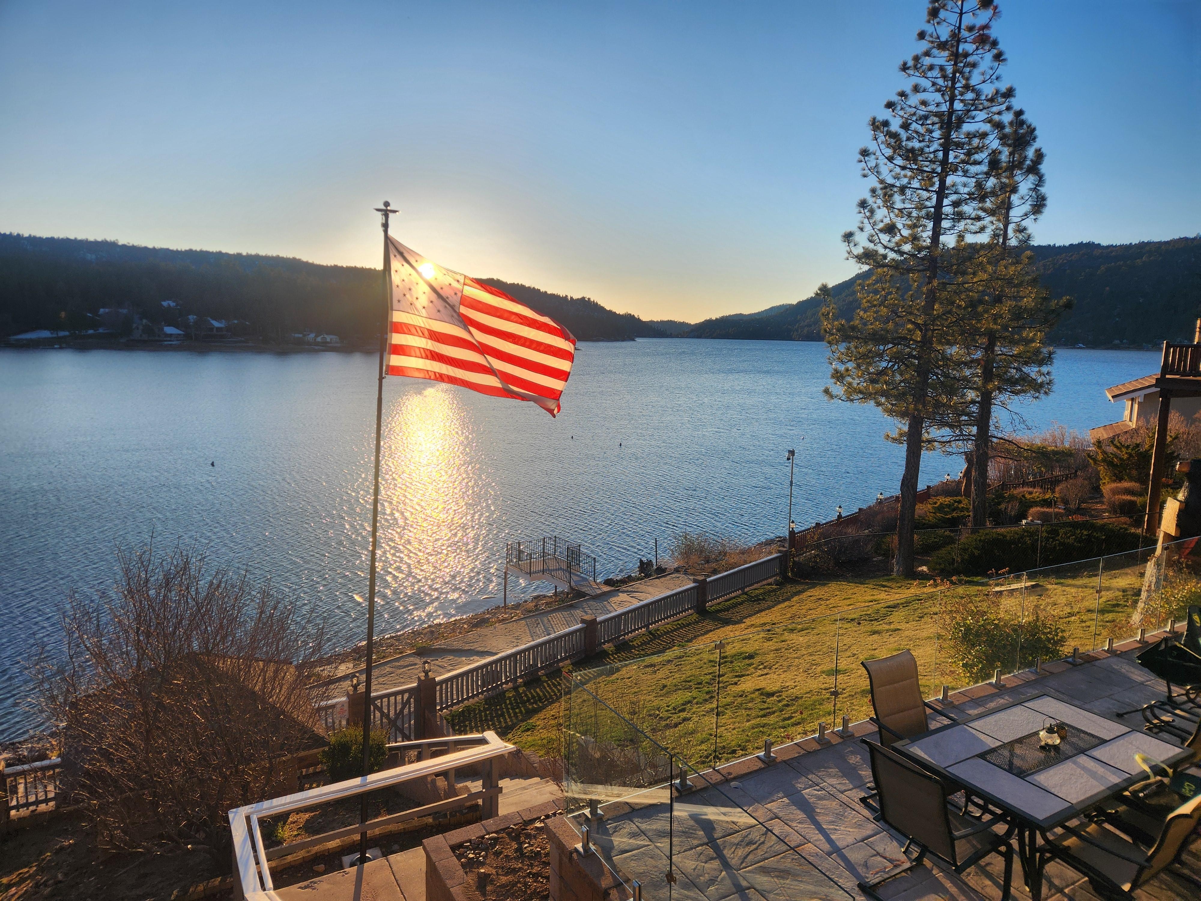 Sunset behind the flag!